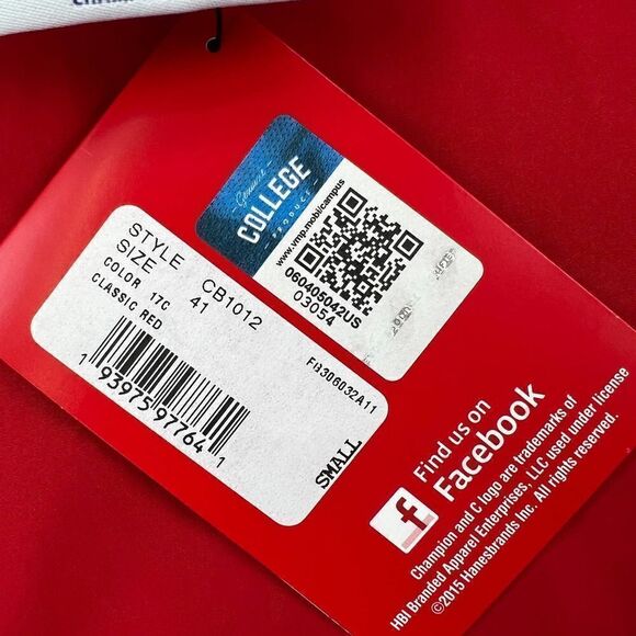 New Champion Men US S Red Jacket Windbreaker Anorak Hood Sport Casual Bulldog  - Picture 12 of 13